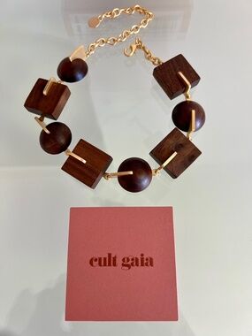 CULT GAIA Walnut Natural Wood Laguna Choker Necklace
